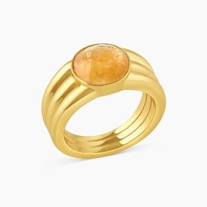 Gorjana New Size 9 18k Gold Plated Citrine Power Gemstone Reed Ring Abundance